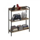 Ver imagem 3 de Estante de Livros Industrial Aço 80CMX104CM 3 Prateleiras Active Yescasa Marrom/Carvalho