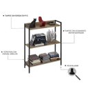 Ver imagem 6 de Estante de Livros Industrial Aço 80CMX104CM 3 Prateleiras Active Yescasa Marrom/Carvalho