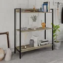 Ver imagem 1 de Estante de Livros Industrial Aço 80CMX104CM 3 Prateleiras Active Yescasa Marrom/Carvalho