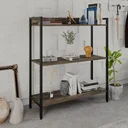 Ver imagem 1 de Estante de Livros Industrial Aço 80CMX104CM 3 Prateleiras Active Yescasa Marrom/Carvalho Dark