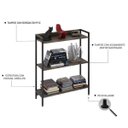 Ver imagem 6 de Estante de Livros Industrial Aço 80CMX104CM 3 Prateleiras Active Yescasa Marrom/Carvalho Dark