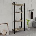 Ver imagem 1 de Estante de Livros Industrial Aço 60CMX146CM Multiuso 4 Prateleiras Active Yescasa Marrom/Carvalho
