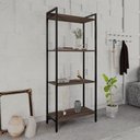 Ver imagem 1 de Estante de Livros Industrial Aço 60CMX146CM Multiuso 4 Prateleiras Active Yescasa Marrom/Nogal