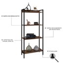 Ver imagem 6 de Estante de Livros Industrial Aço 60CMX146CM Multiuso 4 Prateleiras Active Yescasa Marrom/Nogal