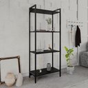 Ver imagem 1 de Estante de Livros Industrial Aço 60CMX146CM Multiuso 4 Prateleiras Active Yescasa Preto/Ônix