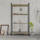 Ver imagem 2 de Estante de Livros Industrial Aço 80CMX146CM Multiuso 4 Prateleiras Active Yescasa Marrom/Carvalho