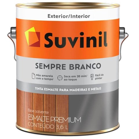 Tinta Esmalte Brilhante Sempre Branco 3,6 Litros - 50579200 - SUVINIL ESMALTE 3,6L BRILHANTE SEMPRE 