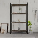 Ver imagem 2 de Estante de Livros Industrial Aço 80CMX146CM Multiuso 4 Prateleiras Active Yescasa Marrom/Carvalho Dark