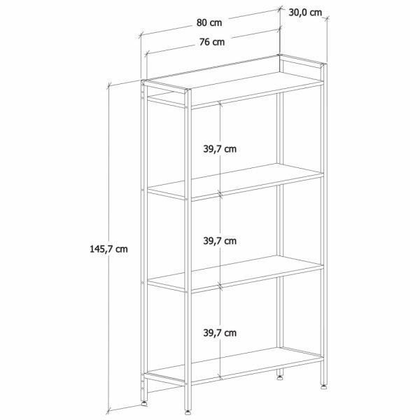 Estante para Livros Industrial Aço Multiuso 4 Prateleiras 146cmx80cm Active Yescasa - 5