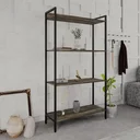 Ver imagem 1 de Estante de Livros Industrial Aço 80CMX146CM Multiuso 4 Prateleiras Active Yescasa Marrom/Carvalho Dark
