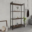 Ver imagem 1 de Estante de Livros Industrial Aço 80CMX146CM Multiuso 4 Prateleiras Active Yescasa Marrom/Nogal