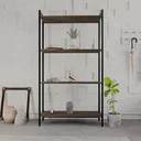 Ver imagem 2 de Estante de Livros Industrial Aço 80CMX146CM Multiuso 4 Prateleiras Active Yescasa Marrom/Nogal
