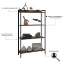 Ver imagem 6 de Estante de Livros Industrial Aço 80CMX146CM Multiuso 4 Prateleiras Active Yescasa Marrom/Nogal