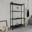 Ver imagem 1 de Estante de Livros Industrial Aço 80CMX146CM Multiuso 4 Prateleiras Active Yescasa Preto/Ônix