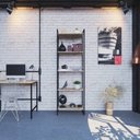 Ver imagem 7 de Estante de Livros Industrial Aço 60CMX187CM Multiuso 5 Prateleiras Active Yescasa Marrom/Carvalho