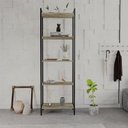 Ver imagem 2 de Estante de Livros Industrial Aço 60CMX187CM Multiuso 5 Prateleiras Active Yescasa Marrom/Carvalho