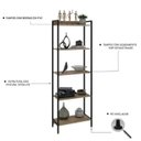 Ver imagem 6 de Estante de Livros Industrial Aço 60CMX187CM Multiuso 5 Prateleiras Active Yescasa Marrom/Carvalho