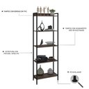 Ver imagem 6 de Estante de Livros Industrial Aço 60CMX187CM Multiuso 5 Prateleiras Active Yescasa Marrom/Nogal