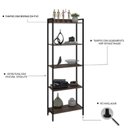 Ver imagem 6 de Estante de Livros Industrial Aço 60CMX187CM Multiuso 5 Prateleiras Active Yescasa Marrom/Nogal