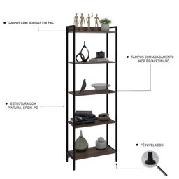 Estante para Livros Industrial Aço Multiuso 5 Prateleiras 187cmx60cm Active Yescasa - 6 Estante para Livros Industrial Aço Multiuso 5 Prateleiras 187cmx60cm Active Yescasa - 6