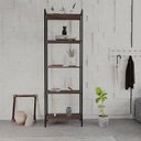 Ver imagem 2 de Estante de Livros Industrial Aço 60CMX187CM Multiuso 5 Prateleiras Active Yescasa Marrom/Nogal