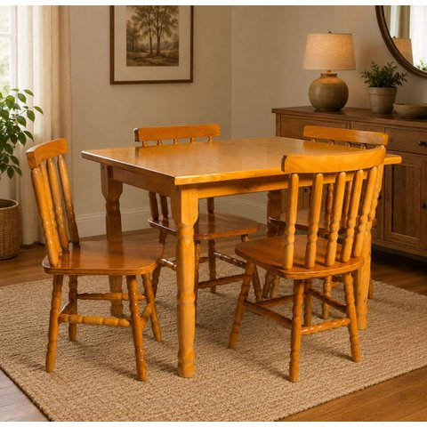 Conjunto de Mesa Mônaco 110x80 com 4 Cadeiras – Natural – Jm Móveis