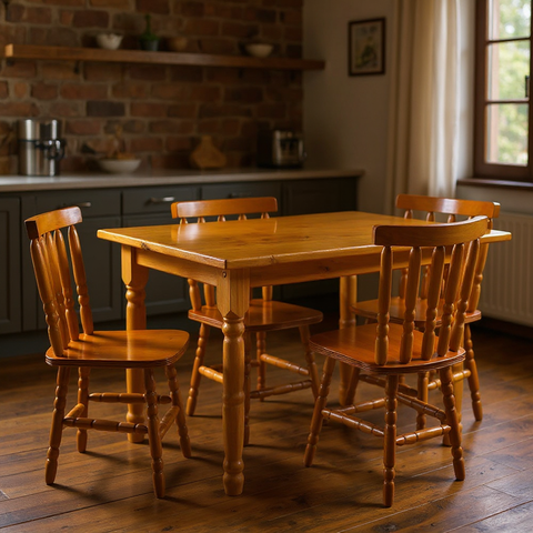 Conjunto de Mesa Mônaco 110x80 com 4 Cadeiras – Natural – Jm Móveis