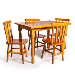 Conjunto de Mesa Mônaco 110x80 com 4 Cadeiras – Natural – Jm Móveis