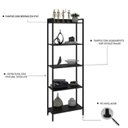 Ver imagem 6 de Estante de Livros Industrial Aço 60CMX187CM Multiuso 5 Prateleiras Active Yescasa Preto/Ônix