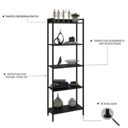 Estante para Livros Industrial Aço Multiuso 5 Prateleiras 187cmx60cm Active Yescasa - 6