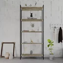 Ver imagem 2 de Estante de Livros Industrial Aço 80CMX187CM Multiuso 5 Prateleiras Active Yescasa Marrom/Carvalho
