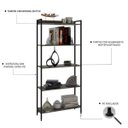 Ver imagem 6 de Estante de Livros Industrial Aço 80CMX187CM Multiuso 5 Prateleiras Active Yescasa Marrom/Carvalho Dark