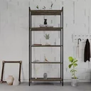 Ver imagem 2 de Estante de Livros Industrial Aço 80CMX187CM Multiuso 5 Prateleiras Active Yescasa Marrom/Carvalho Dark
