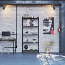 Ver imagem 7 de Estante de Livros Industrial Aço 80CMX187CM Multiuso 5 Prateleiras Active Yescasa Marrom/Carvalho Dark