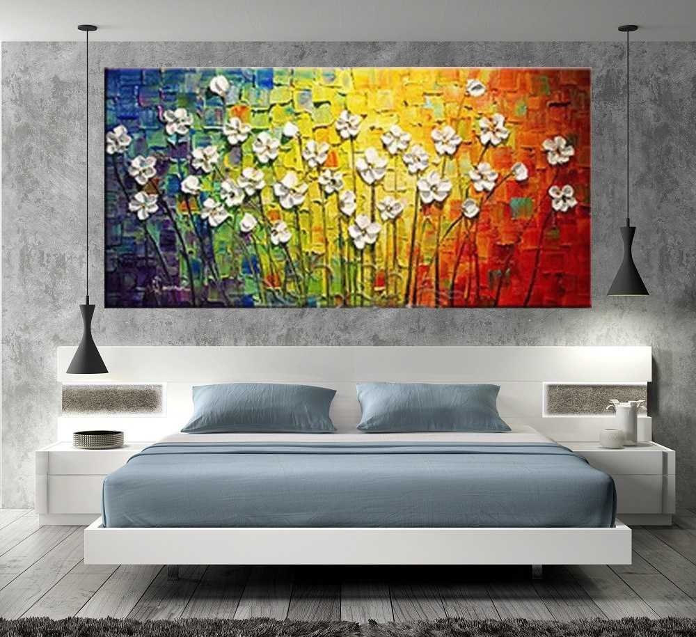 Quadro Pintura Tela Arvores e Flores Modernas Em Altos Relevos 2053: 60cm (A) x 110cm (L) - 5