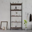 Ver imagem 2 de Estante de Livros Industrial Aço 80CMX187CM Multiuso 5 Prateleiras Active Yescasa Marrom/Nogal
