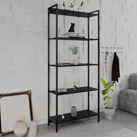 Estante de Livros Industrial Aço 80CMX187CM Multiuso 5 Prateleiras Active Yescasa Preto/Ônix