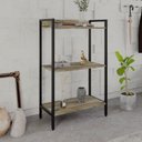 Ver imagem 1 de Estante de Livros Industrial Aço 60CMX104CM 3 Prateleiras Active Yescasa Marrom/Carvalho
