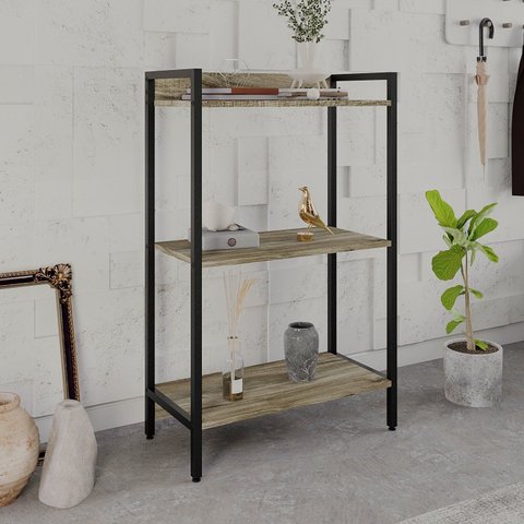 Estante de Livros Industrial Aço 60CMX104CM 3 Prateleiras Active Yescasa Marrom/Carvalho