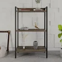 Ver imagem 2 de Estante de Livros Industrial Aço 60CMX104CM 3 Prateleiras Active Yescasa Marrom/Carvalho Dark