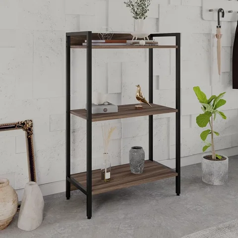 Estante de Livros Industrial Aço 60CMX104CM 3 Prateleiras Active Yescasa Marrom/Nogal
