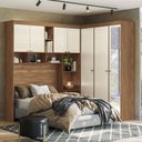 Ver imagem 3 de Quarto Modulado Casal Completo com Espelho 7 Portas 4 Gavetas Lugano Jatoba Areia Santos Andirá