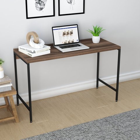 Escrivaninha Mesa Escritório Estilo Active 120cm Industrial Yescasa Nogal Marrom