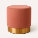 Ver imagem 3 de PUFF COM RODAPE DOURADO ROSA VELUDO