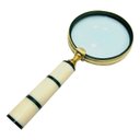 Ver imagem 1 de Lupa de Aumento de Metal Dourado com Cabo de Resina Bege e P