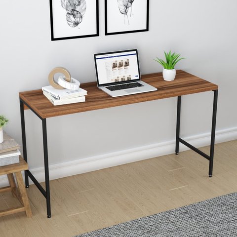 Escrivaninha Mesa Escritório Estilo Active 135cm Industrial Yescasa Nogal Marrom