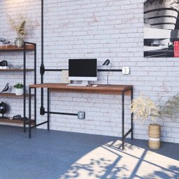 Escrivaninha Mesa Escritório Estilo Active 135cm Industrial Yescasa Nogal - 7