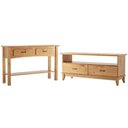 Ver imagem 1 de Kit Rack para Sala 140cm com Aparador Rústico 132cm Madeira Maciça Lira M06 Carvalho Fosco - Lyam