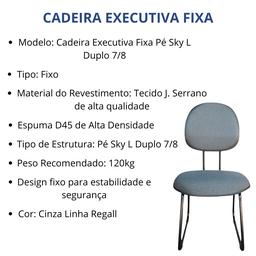 Cadeira Executiva Fixa Base Sky P/ Escritório Ergonômica - 5