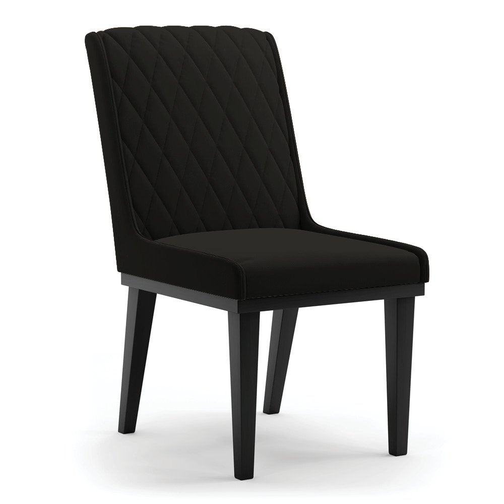 Cadeira Sala de Jantar Base Madeira Preto Sofia Suede Preto D03 - D'rossi